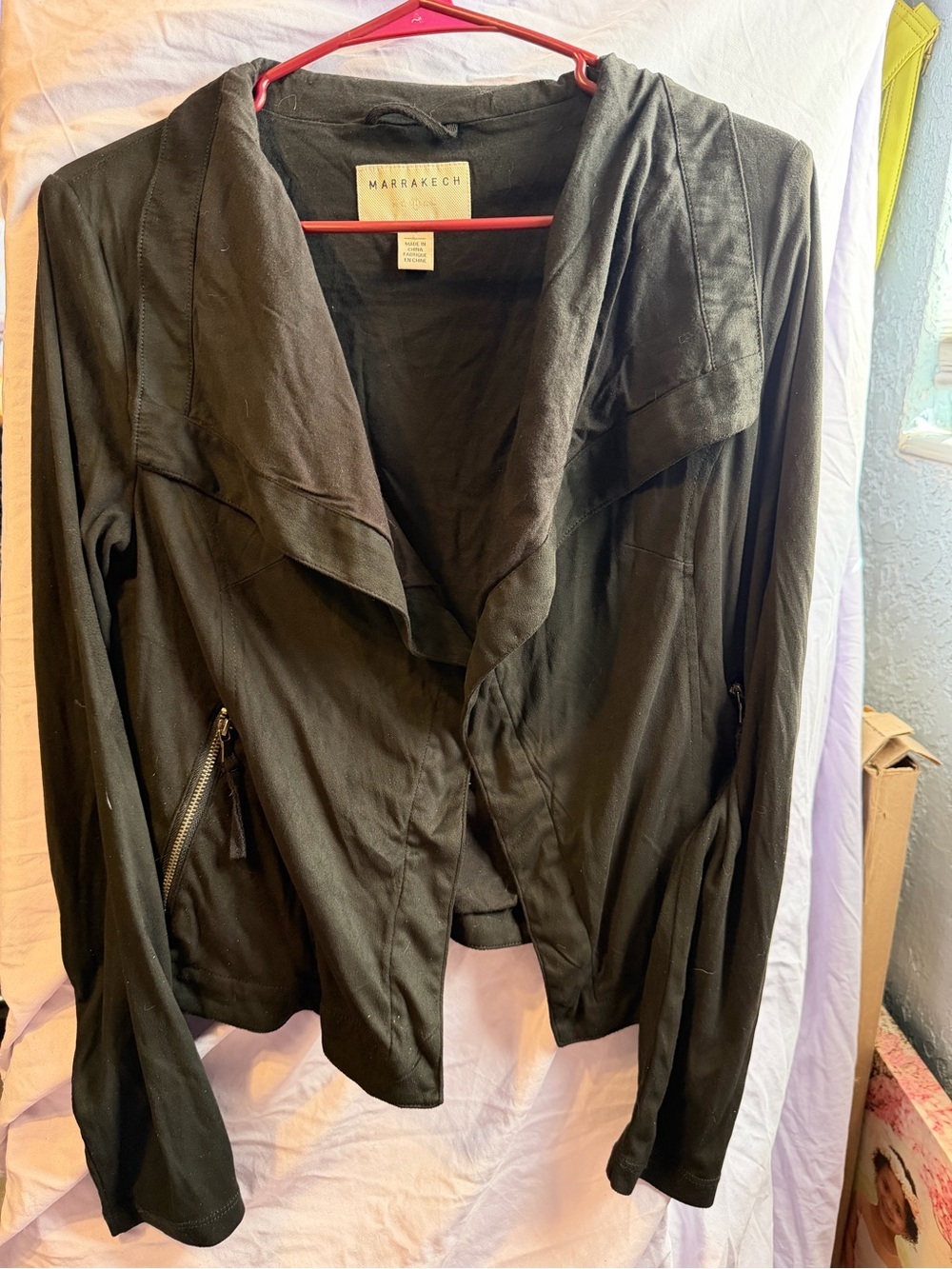 Marrakech Women's Black Open-Front Draped Cardigan